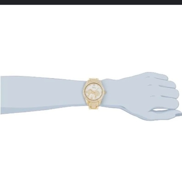Disney Women's MK2127 Mickey Mouse Rhinestone Accent Gold-Tone Bracelet Watch - Picture 8 of 9
